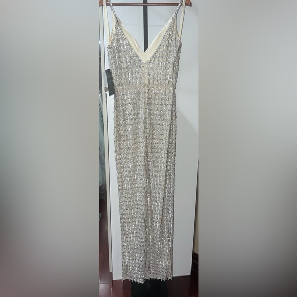 Geometric embellished crystal drop v neck long gown “the Chandelier dress” - Picture 11 of 11